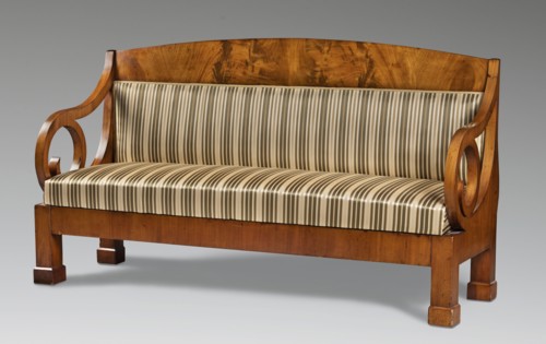 Sofa, Biedermeier style, ca. 1820–1830. Upholstered seating piece seat, backrest with armrests