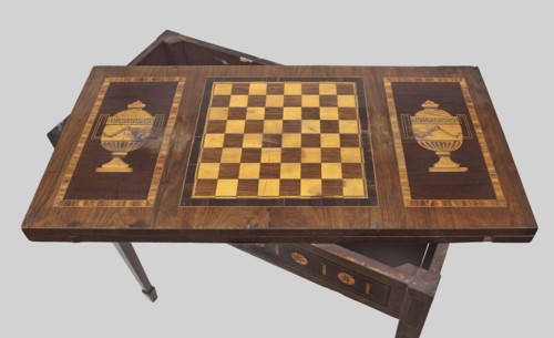 Game table, games, classicism style, rosette ornament, chessboards, vases, classicist. Rectangular