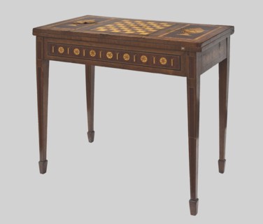 Game table, games, classicism style, rosette ornament, chessboards, vases, classicist. Rectangular