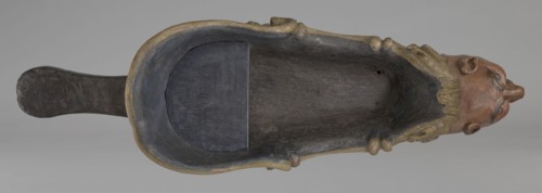 Sleigh, rococo two-seater, carved, polychrome, gilded. In the shape of a gondola made using the