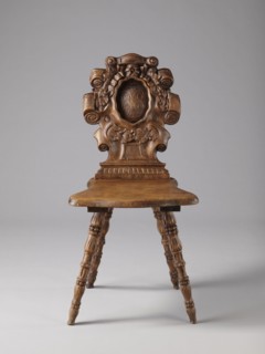 Stool, scrollwork ornament, neo-Renaissance style, cabochon ornament, ca. 1850, Warsaw possible