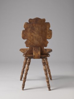 Stool, ca. 1850, Warsaw, neo-Renaissance style, scrollwork and cabochon ornament, wooden seating
