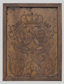 Leather embossing mold, creator unknown, rococo style, Wettin family panoply ornament, Order of the