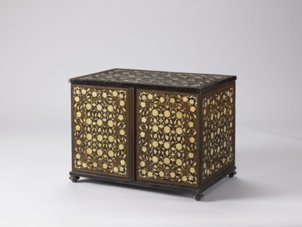 Cabinet, plant decoration, architectural columns, rosette ornament; early 20th century; India, and