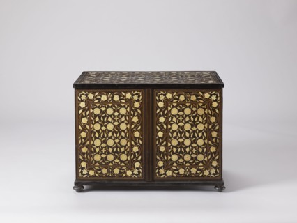Cabinet, plant decoration, columns architectural, rosettes ornament, early 20th century, India
