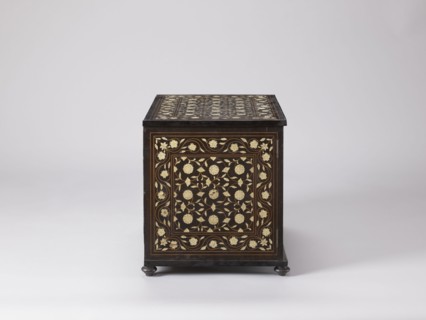 Cabinet, plant decoration, columns architectural, rosettes ornament, early 20th century, India,