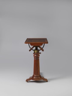 Bedside table, Biedermeier style, mahogany. Composed of an elongated platform outline similar to a