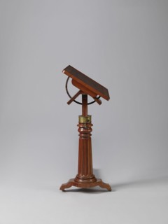 Bedside table, Biedermeier style, mahogany. Composed of an elongated platform outline similar to a