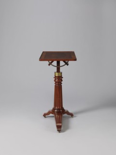 Bedside table, Biedermeier style, mahogany. Composed of an elongated platform outline similar to a