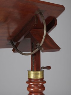 Bedside table, Biedermeier style, mahogany; composed of an elongated platform outline similar to a