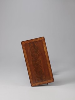 Bedside table, Biedermeier, mahogany; composed of an elongated platform outline similar to a