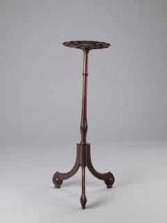 Side table, TABLE with a top in the form of a round saucer mounted on a turned stem forked into a