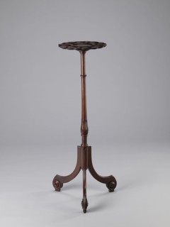 Side table, TABLE with a top in the form of a round saucer mounted on a turned stem forked into a