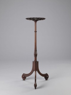 Side table, TABLE with a top in the form of a round saucer mounted on a turned stem forked into a