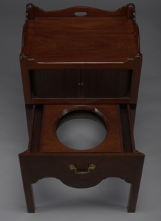 Bedside table with toilet, 4th quarter of the 18th century, England. Bedstand with toilet: tambour