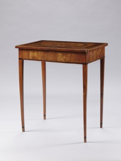 Table, late 18th century, Poland, Classicist rectangular inlaid table supported by four slender,