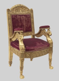Armchair, ; griffins; Empire style; grotesques ornament; plant decoration; wickerwork ornament;
