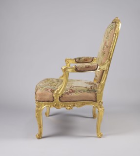 Armchair, created in the 3rd quarter of the 18th century, France. Upholstery fabric possibly