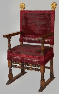 Armchair, animal paws, feathers, pre-war collection, upholstered. ARMCHAIR rectangular seat and