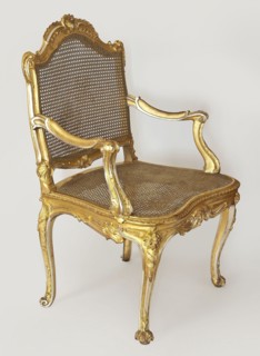 Armchair, origin possibly Italy or Southern Germany, Rococo style, 3rd quarter of the 18th century.