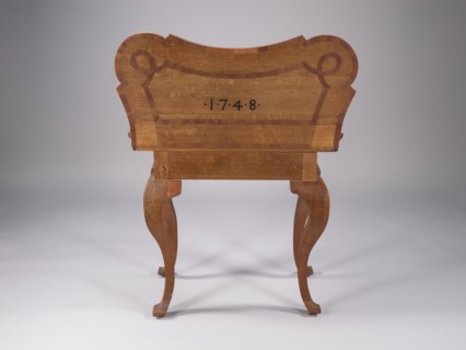 Game table, baroque style, possibly made 1748. Rectangular frame with an extendable tabletop that