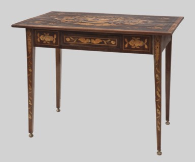 Table, birds, plant ornament, vases with flowers, classicism style, late 18th century, Netherlands,