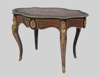 Table, unknown origin, plant decoration, neo-baroque style, plant tendril, female busts, 1870–1880,