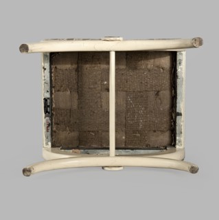Stool, origin unknown, Empire style, rosette ornament. Rectangular stool with a black painted