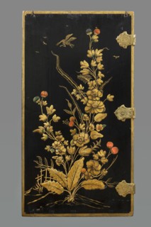 Cabinet, origin unknown, chinoiserie decoration with flowers, birds, trees, rocks, genre scenes