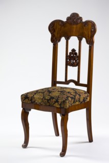 Chair, Louis Philippe style, mahogany chair with a padded seat and a high openwork backrest with
