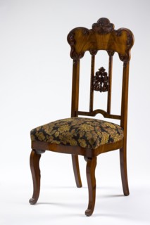 Chair, plant decoration, acanthus ornament, Louis Philippe style, mahogany chair with a padded seat