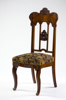 Chair, plant decoration, Louis Philippe style, acanthus ornament, mahogany chair with a padded seat