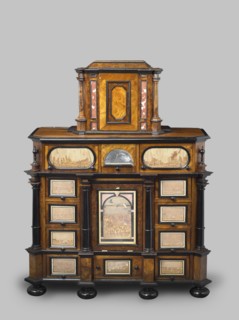 Cabinet, baroque style, columns, birds, early 18th century, Southern Germany, possibly Augsburg,