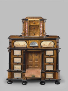 Cabinet, baroque, columns, birds, early 18th century, Southern Germany, possibly Augsburg, piece of