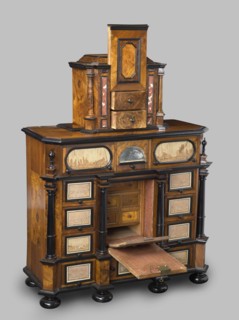 Cabinet, baroque, columns, birds, early 18th century, Southern Germany, Augsburg, piece of