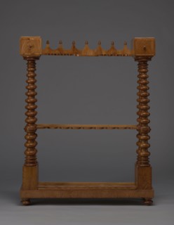 Pipe stand, origin unknown, smoking, pipes, acorns, rack for pipes and billiard cubes. Skeletal