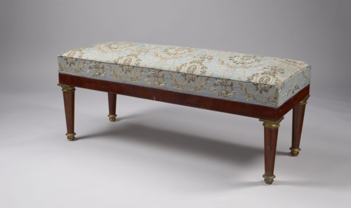 Banquette, Empire style, early 19th century, Warsaw, rectangular mahogany banquette, upholstered,