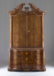 Sideboard, gift, architectural elements, plant decoration, two-part sideboard with chamfered and
