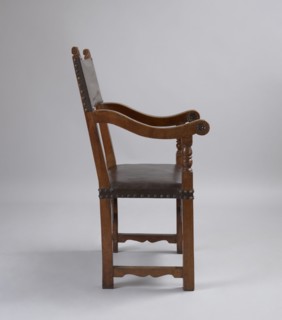 Armchair, wattle ornament, rosettes ornament, acanthus ornament, balusters, Baroque style. Armchair