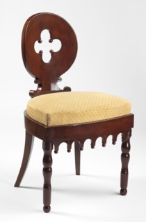 Chair, Biedermeier and Gothic Revival styles, mahogany chair with a removable padded seat cushion