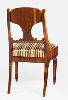 Chair, acanthus ornament, Biedermeier style, palmettes ornament. Mahogany chair with a padded seat