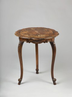 Table, rococo style with shell ornament, plant decorations, ROUND neo-rococo table, carved and