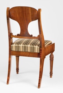 Chair, acanthus ornament, Biedermeier style, palmettes ornament. Mahogany chair with a padded seat