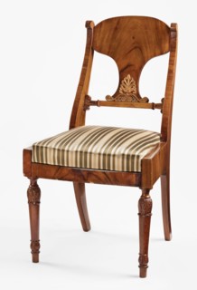 Chair, acanthus ornament, Biedermeier style, palmettes ornament. Front legs straight, turned in the