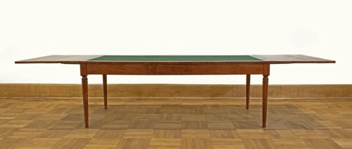 Table, Biedermeier style, attributed to around 1830–1837, rectangular table with drop-down flaps on