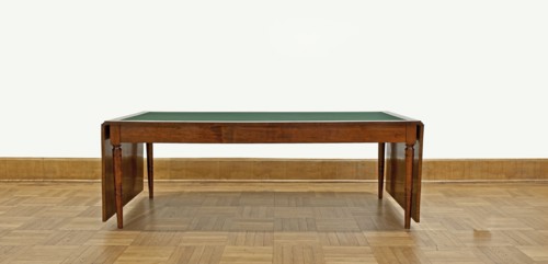 Table, Biedermeier style, attributed to, rectangular table with drop-down flaps on the short sides;