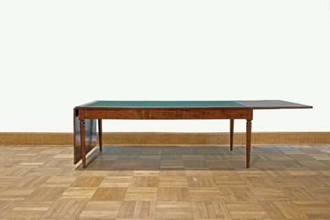 Table, Biedermeier style 1830–1837, rectangular table with drop-down flaps on the short sides;