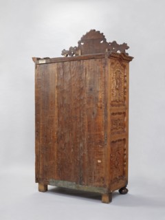 Wardrobe Armoire, late 18th century, France. Rococo style with rocaille ornament, plant decoration,
