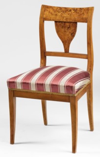 Chair, Biedermeier style, Biedermeier chair with a trapezoidal, padded seat and a rectangular