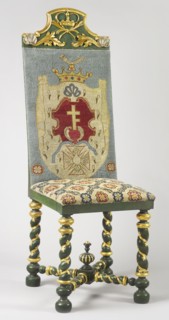 Chair, rosette ornament, coats of arms, crowns, Baroque style, Prus III coat of arms, CHAIR with
